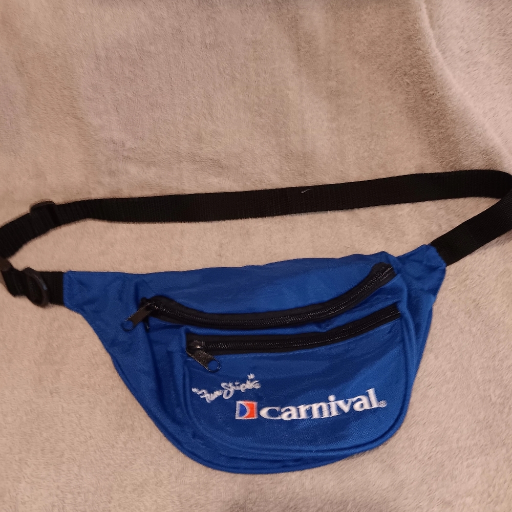 Men's Carnival Cruise Line Waist Bag Belt Bag Blue Black Zipper Clasp